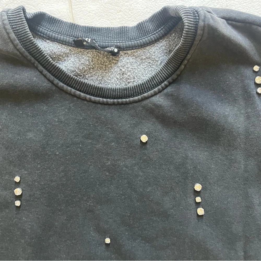 Zara Gray Sweatshirt with rhinestone Studded Design size small - Picture 4 of 6